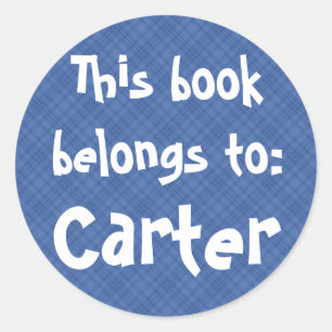 Plaid Bleu "Ce Livre Appartient À" Étiquette