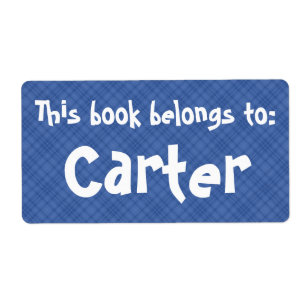 Plaid Bleu "Ce Livre Appartient À" Étiquette