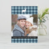 Plaid bleu et bâton blanc | Carte photo de vacance (Debout devant)