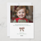 Plaid Boog Groene Frame Foto Feestdagenkaart (Achterkant)