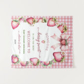Plaid bow berry sweet baby shower backdrop  wandkleed (Voorkant (horizontaal))