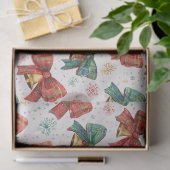 Plaid Bows Bells Retro Kerstmis Tissuepapier (Geschenk)