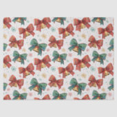 Plaid Bows Bells Retro Kerstmis Tissuepapier (Voorkant)