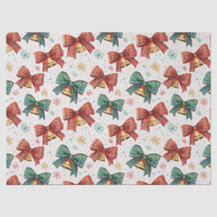 Plaid Bows Bells Retro Kerstmis Tissuepapier