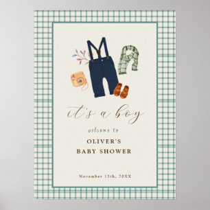  Plaid Boy Kleding Baby shower Welkom Poster