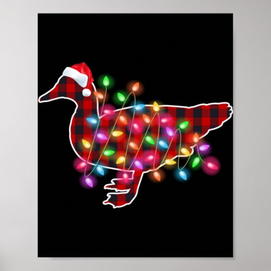 Plaid Buffalo Duck Christmas Pajamas Xmas Lights F Poster (Voorkant)
