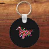 Plaid Buffalo Duck Christmas Pajamas Xmas Lights F Sleutelhanger (Voorkant)