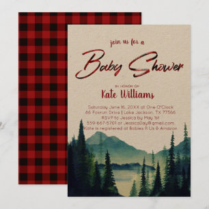 Plaid Buffalo Invitation Baby shower de montagne