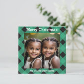 Plaid Buffalo Vert Carte de Noël sur mesure avec p (Debout devant)