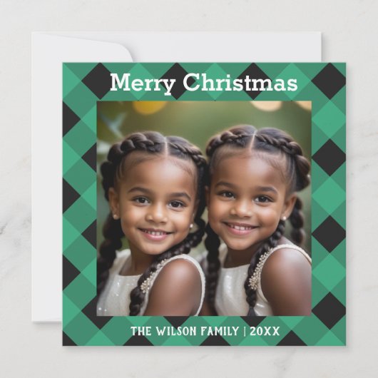 Plaid Buffalo Vert Carte de Noël sur mesure avec p (Devant)