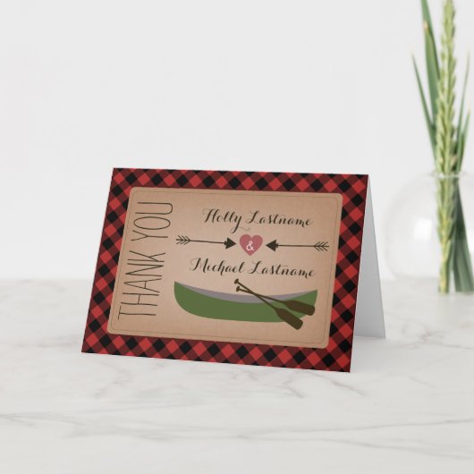 Plaid Canoe + Hart Met Pijlen Bedankkaart (Voorkant)
