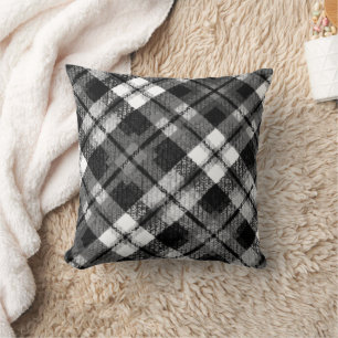 Plaid Check Tartan Zwart Wit Boerderij Modern Kussen