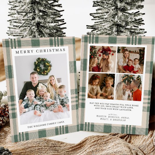 Plaid Christmas Card with Photo Holiday Card Feestdagenkaart