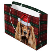 Plaid Christmas Cocker Spaniel Dog  Groot Cadeauzakje (Achterkant Gekanteld)