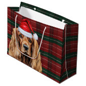 Plaid Christmas Cocker Spaniel Dog  Groot Cadeauzakje (Voorkant Gekanteld)