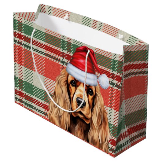 Plaid Christmas Cocker Spaniel Dog Groot Cadeauzakje (Achterkant Gekanteld)