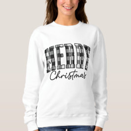 Plaid Christmas Sweatshirt | Dames grijs