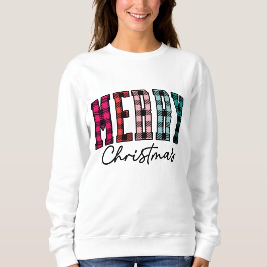 Plaid Christmas Sweatshirt | Dames Multi Color (Voorkant)