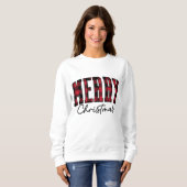 Plaid Christmas Sweatshirt | Vrouwenrood (Voorkant volledig)
