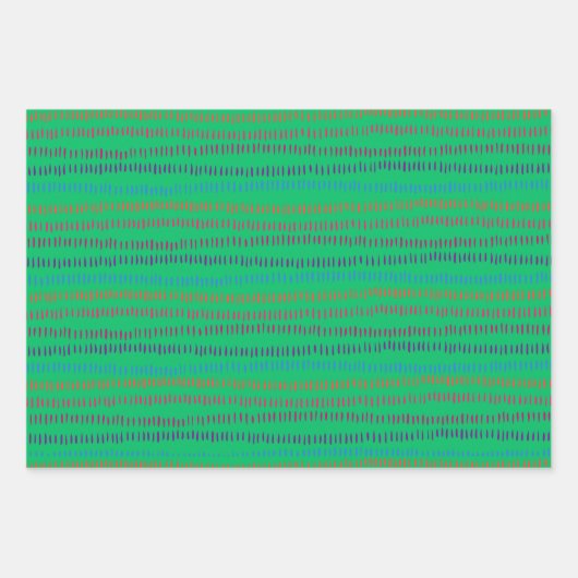 Plaid, Christmas Trees, & Green Dash, 3-Pack Matte Inpakpapier Vel (Voorkant 3)