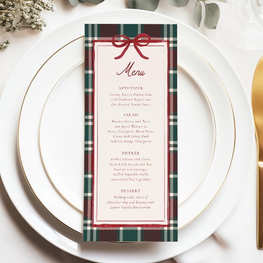 Plaid Christmas Wedding Menu | Holiday Tartan