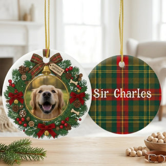 Plaid Christmas Wreath Festive Graphic Keramisch Ornament