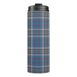 Plaid Clan Thompson Tartan Blauw Grijs Check Koffi Thermosbeker