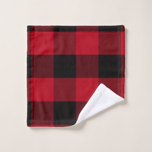 Plaid classique de buffle noir et rouge (Gant de toilette)