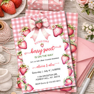 Plaid Coquette Bescheiden Babyshower Roze Bescheid Kaart