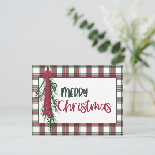 Plaid Custom Merry Christmas Kaart (Staand voorkant)