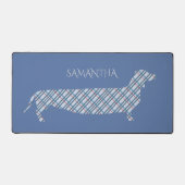 Plaid Dachshund on Blue Personalised (Recto)