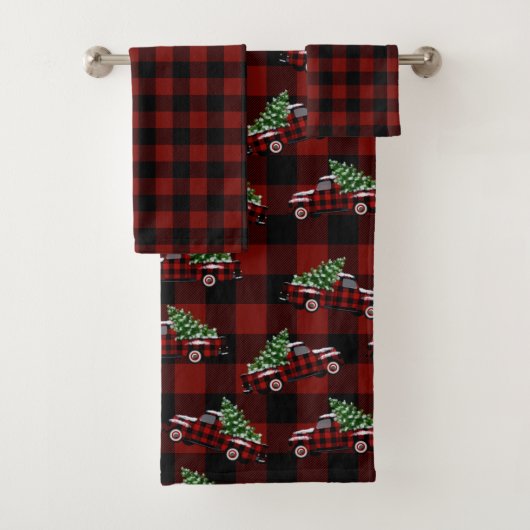 Plaid de buffle noir et rouge | Camion Arbre de No (En situation)