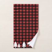 Plaid de contrôle de Buffalo rouge et noir d'ours (Serviette à main)