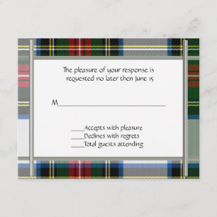 Plaid de robe de Stewart épousant la carte de RSVP