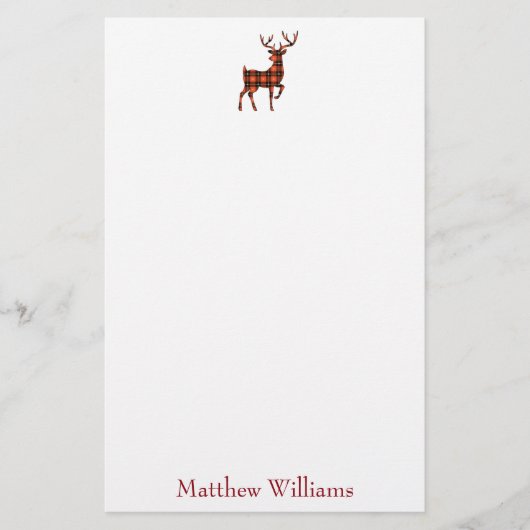 Plaid Deer Design Briefpapier (Voorkant)