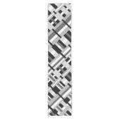 Plaid Diagonal in Zwart, Wit & Grijs Korte Tafelloper (Voorkant)