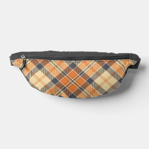 Plaid Diagonale, Orange, Gris, Peach Fanny Pack