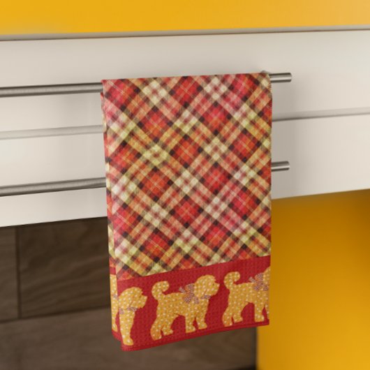 Plaid Doodle Gouden Gele Hond Gepersonaliseerd Tegeltje
