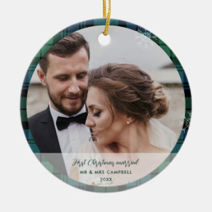 Plaid Eerste Kerstmis Getrouwd Campbell Tartan Keramisch Ornament