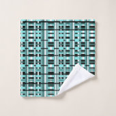 Plaid en Aqua, Turquoise, noir & blanc (Gant de toilette)