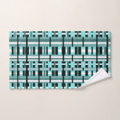 Plaid en Aqua, Turquoise, noir & blanc (Serviette à main)