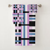 Plaid en bleu ardoise, orchidée, noir & blanc (En situation)