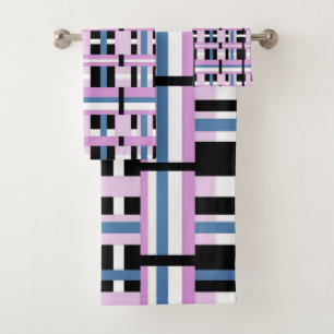 Plaid en bleu ardoise, orchidée, noir & blanc