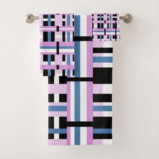 Plaid en bleu ardoise, orchidée, noir & blanc (En situation)