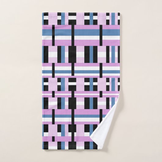 Plaid en bleu ardoise, orchidée, noir & blanc (Serviette à main)