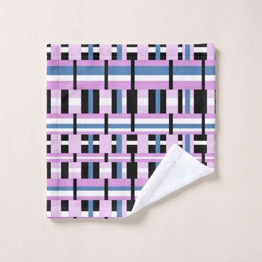 Plaid en bleu ardoise, orchidée, noir & blanc (Gant de toilette)