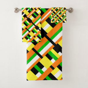 Plaid en diagonale moderne verte, orange et jaune