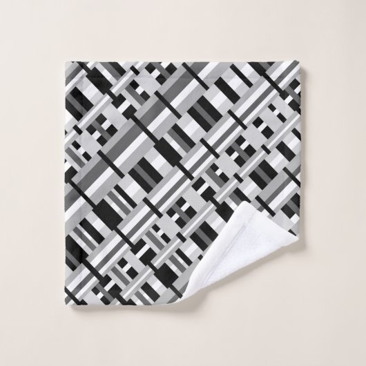 Plaid en diagonale noire, blanche et grise (Gant de toilette)