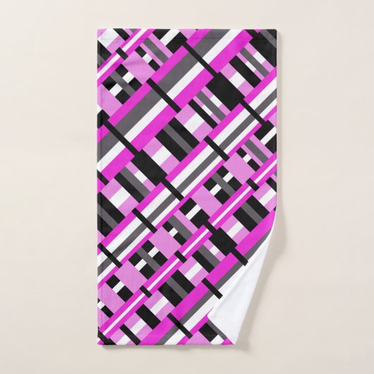 Plaid en diagonale rose, noir et gris (Serviette à main)
