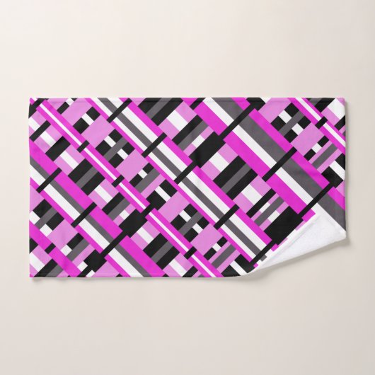Plaid en diagonale rose, noir et gris (Serviette à main)